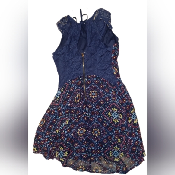 Its Pink Navy Blue Mini Dress With Colorful Design Sleeveless Size Small - Picture 4 of 11